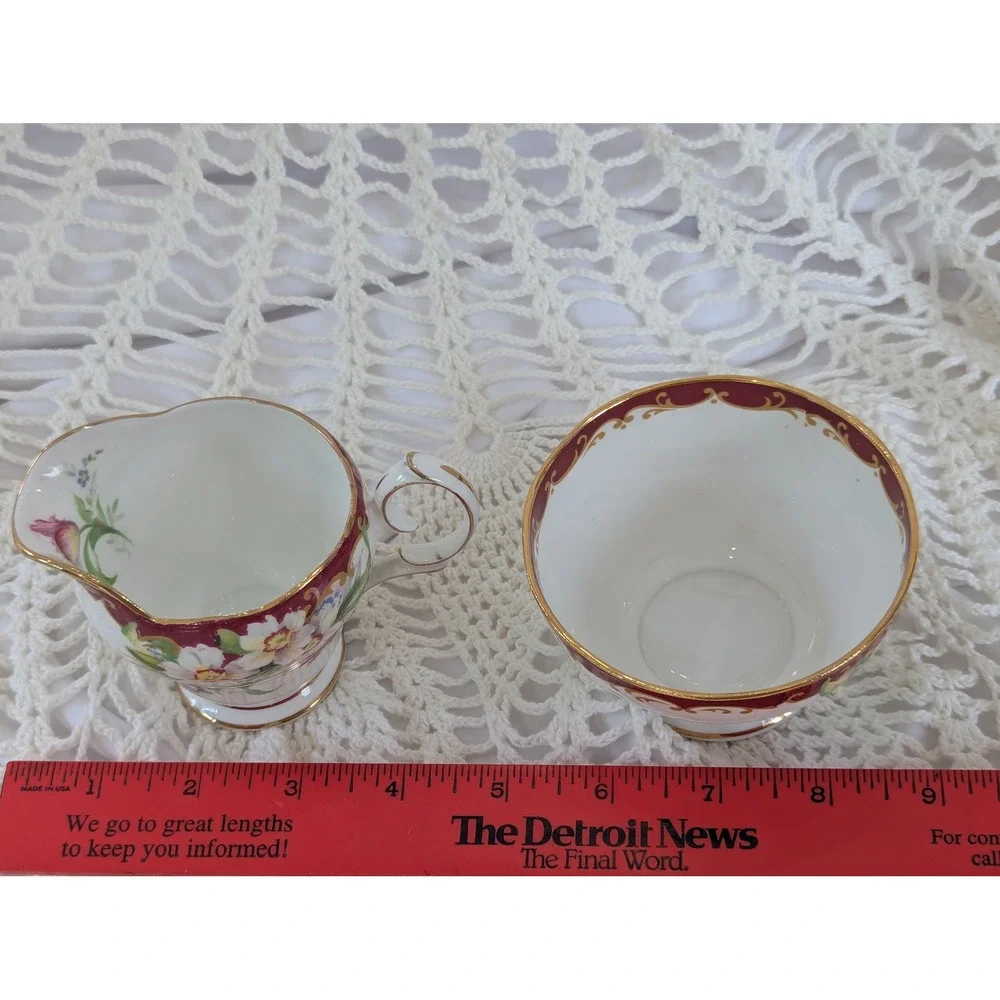 Bell China Narcissus Creamer Sugar Bowl Set Fine Bone China Made in England